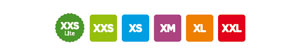 XXS Lite, XXS, XS, XM, XL  XXL.